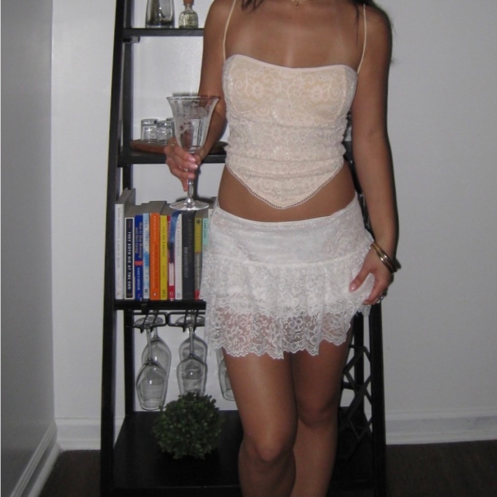 lace tie corset top